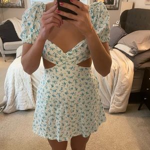 Zara- Floral Blue and White Mini Dress
